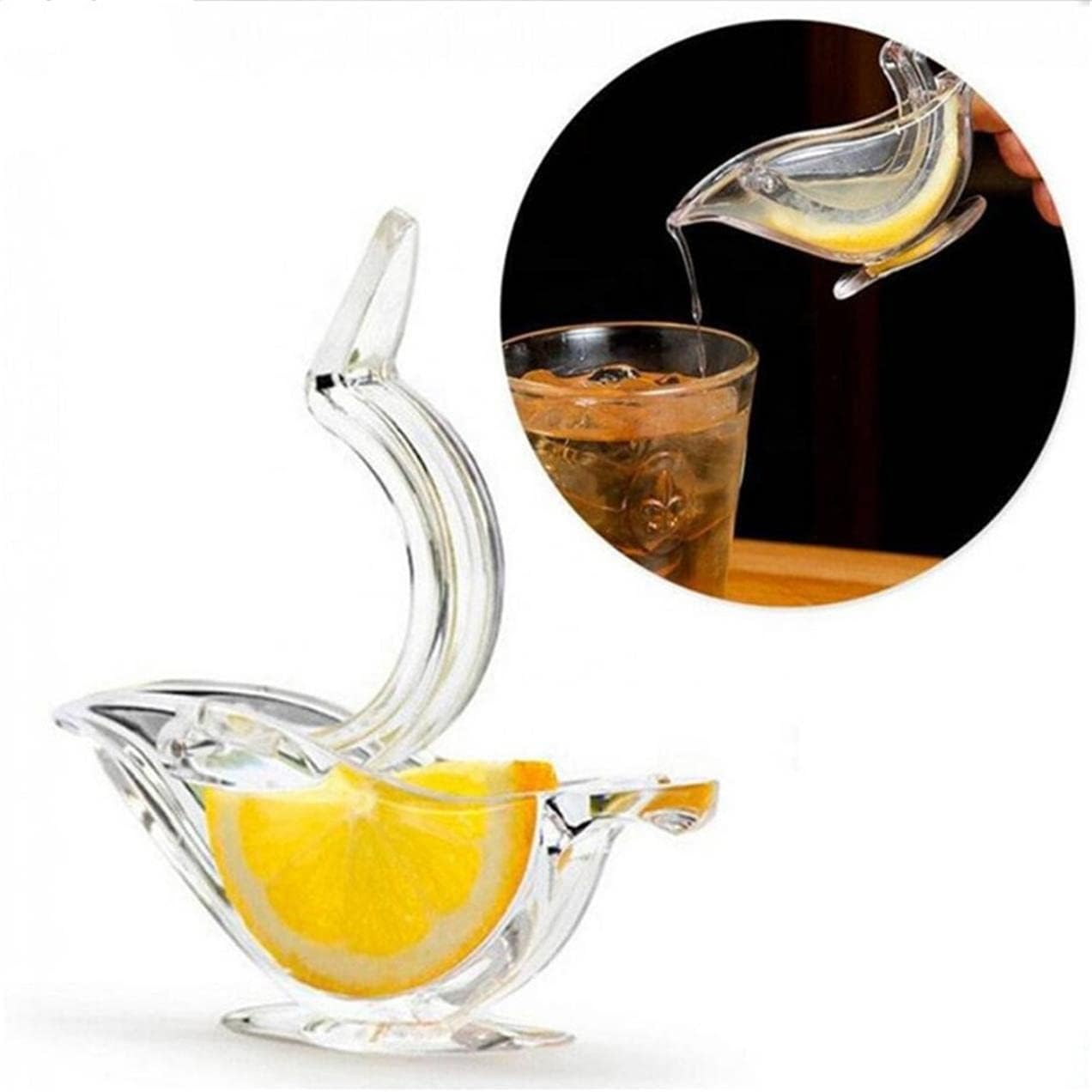 New Acrylic Manual Lemon Slice Squeezer, Portable Transparent Fruit Juicer, Elegance Bird Shape, Hand Juicer for Orange Lemon Lime Pomegranate