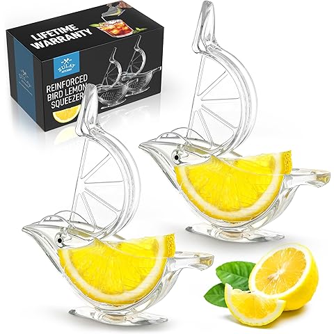 New Acrylic Manual Lemon Slice Squeezer, Portable Transparent Fruit Juicer, Elegance Bird Shape, Hand Juicer for Orange Lemon Lime Pomegranate