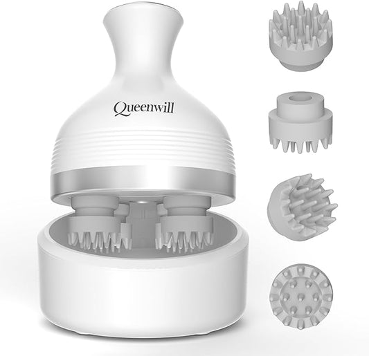 Queenwill Electric Cordless Scalp Massager Head Scalp Stress Relax, Handheld Portable Head Scratcher Massage for Hair Growth, Claws Cat Massager with Kneading 84 Massage Nodes, Ideal Gift